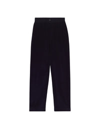 Trousers with elasticated waistband in velvet - Navy