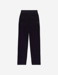 Trousers with elasticated waistband in velvet - Navy