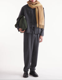 Wool trousers with darts - Grey Melange