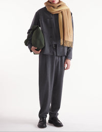 Pantalon à pinces en laine - Grey Melange