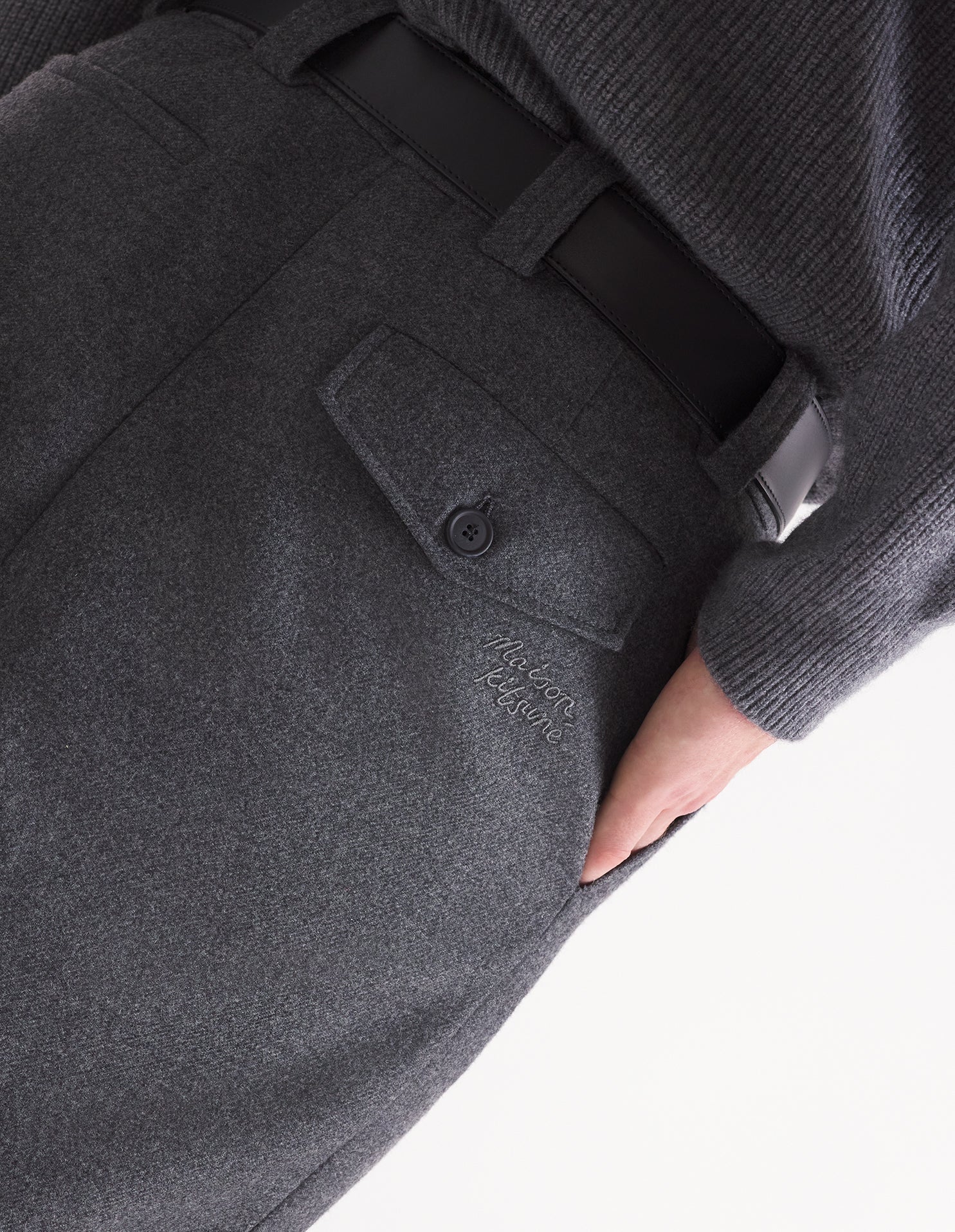 Wool trousers with darts - Grey Melange
