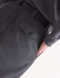 Pantalon à pinces en laine - Grey Melange