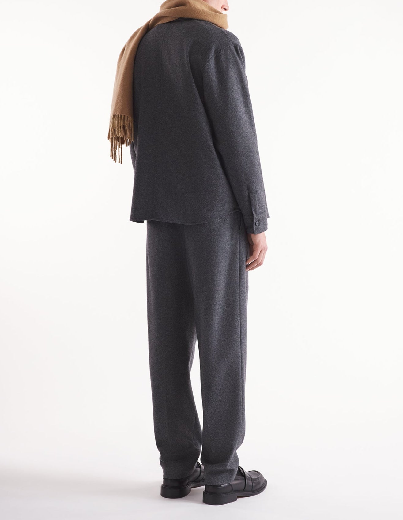 Pantalon à pinces en laine - Grey Melange