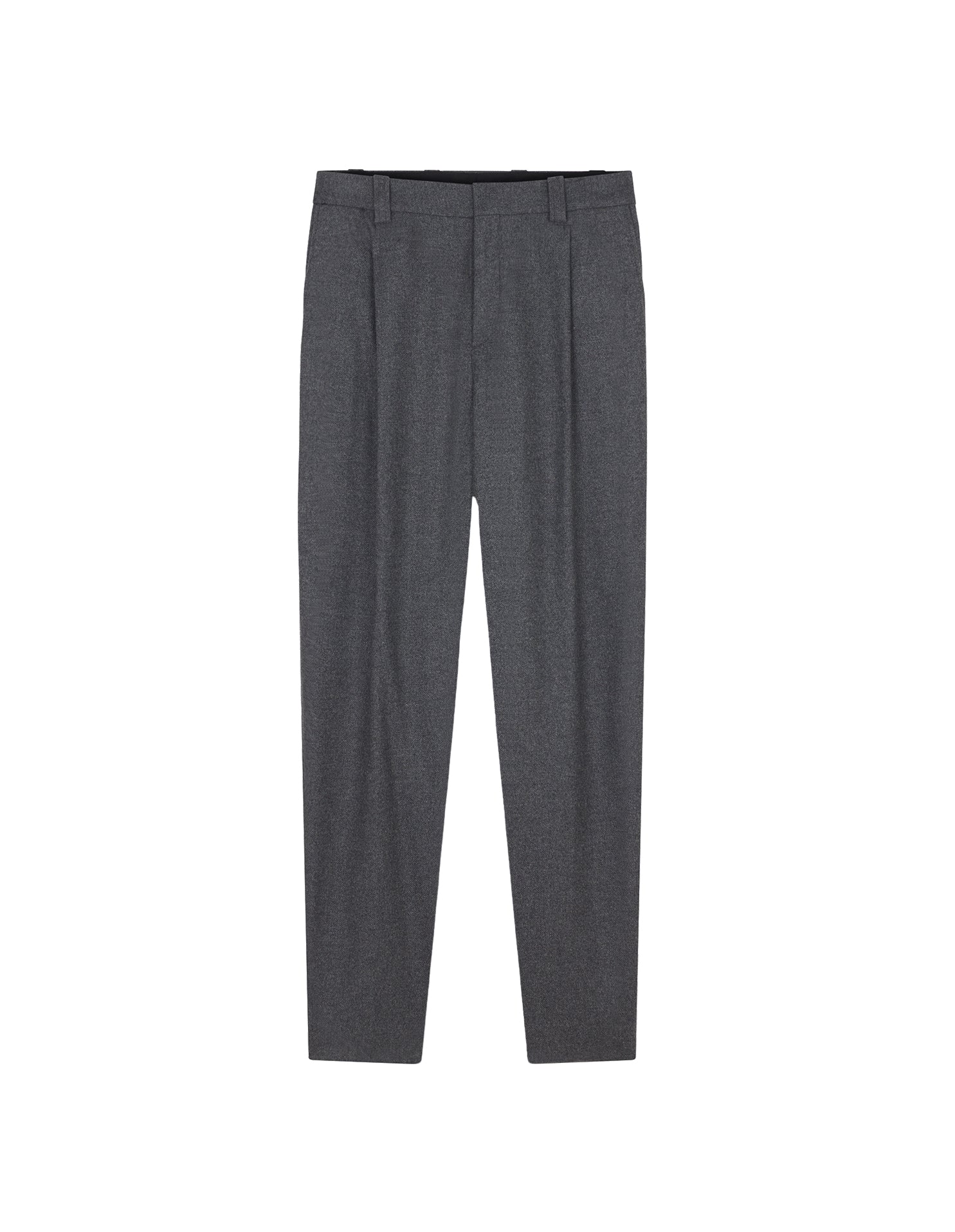 Pantalon à pinces en laine - Grey Melange