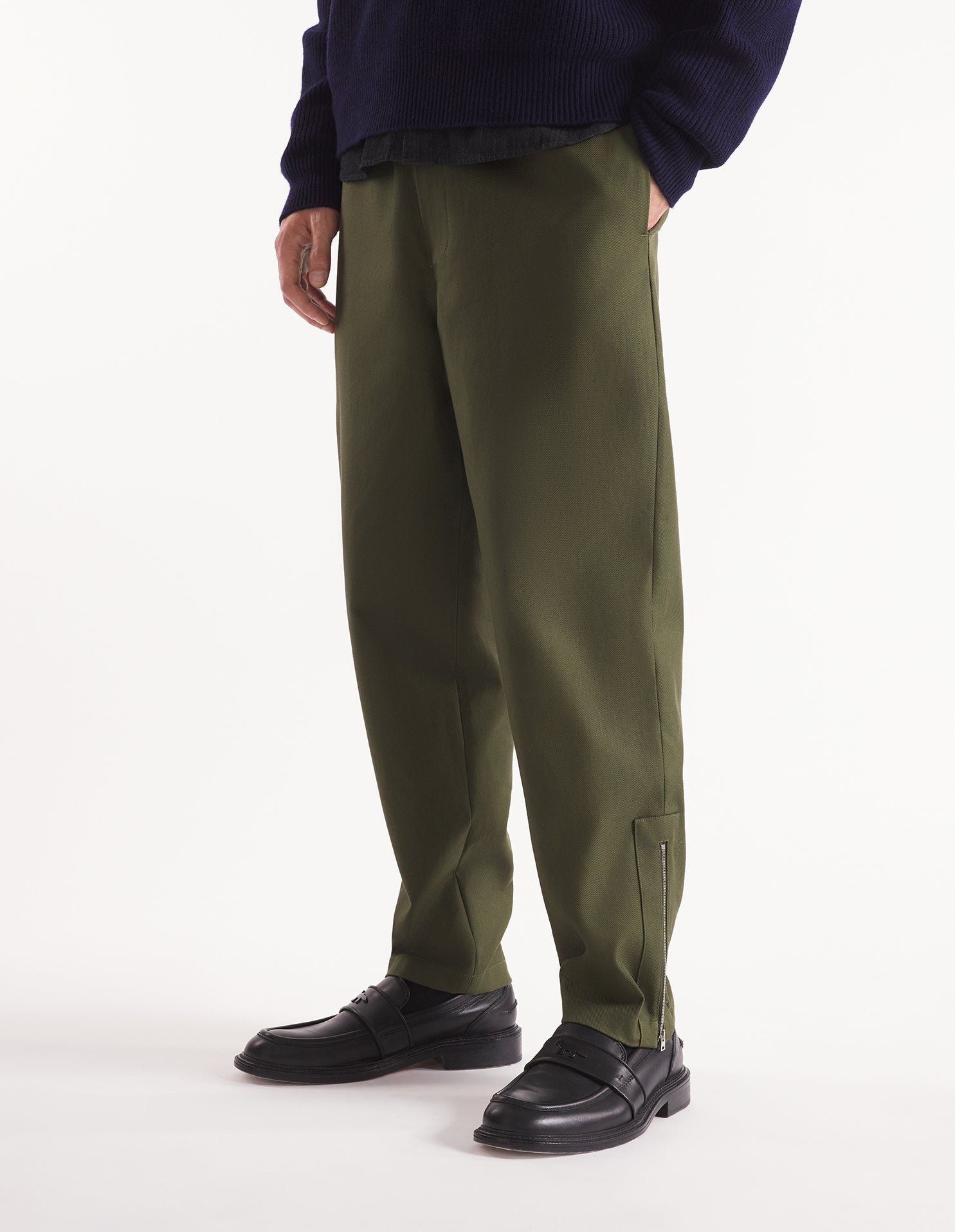Ankle zip trousers - Military Green