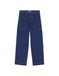 Pantalon avec logo brodé en denim - Washed Indigo