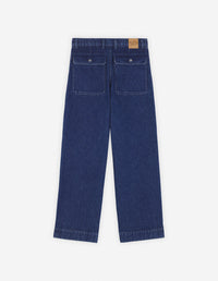 Pantalon avec logo brodé en denim - Washed Indigo