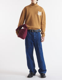 Pantalon avec logo brodé en denim - Washed Indigo