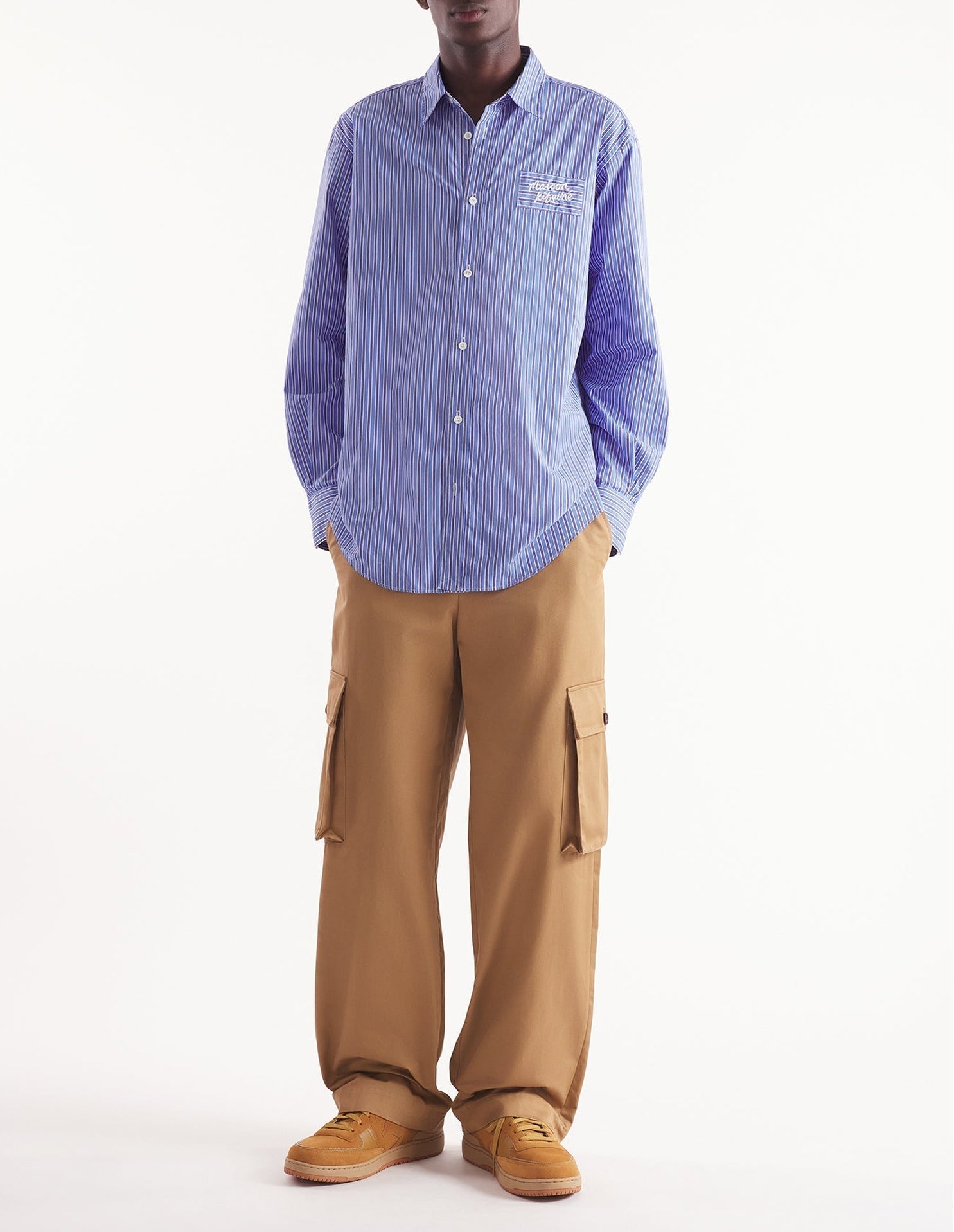 Cargo trousers with embroidery on back pocket - Chino Beige