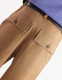 Cargo trousers with embroidery on back pocket - Chino Beige