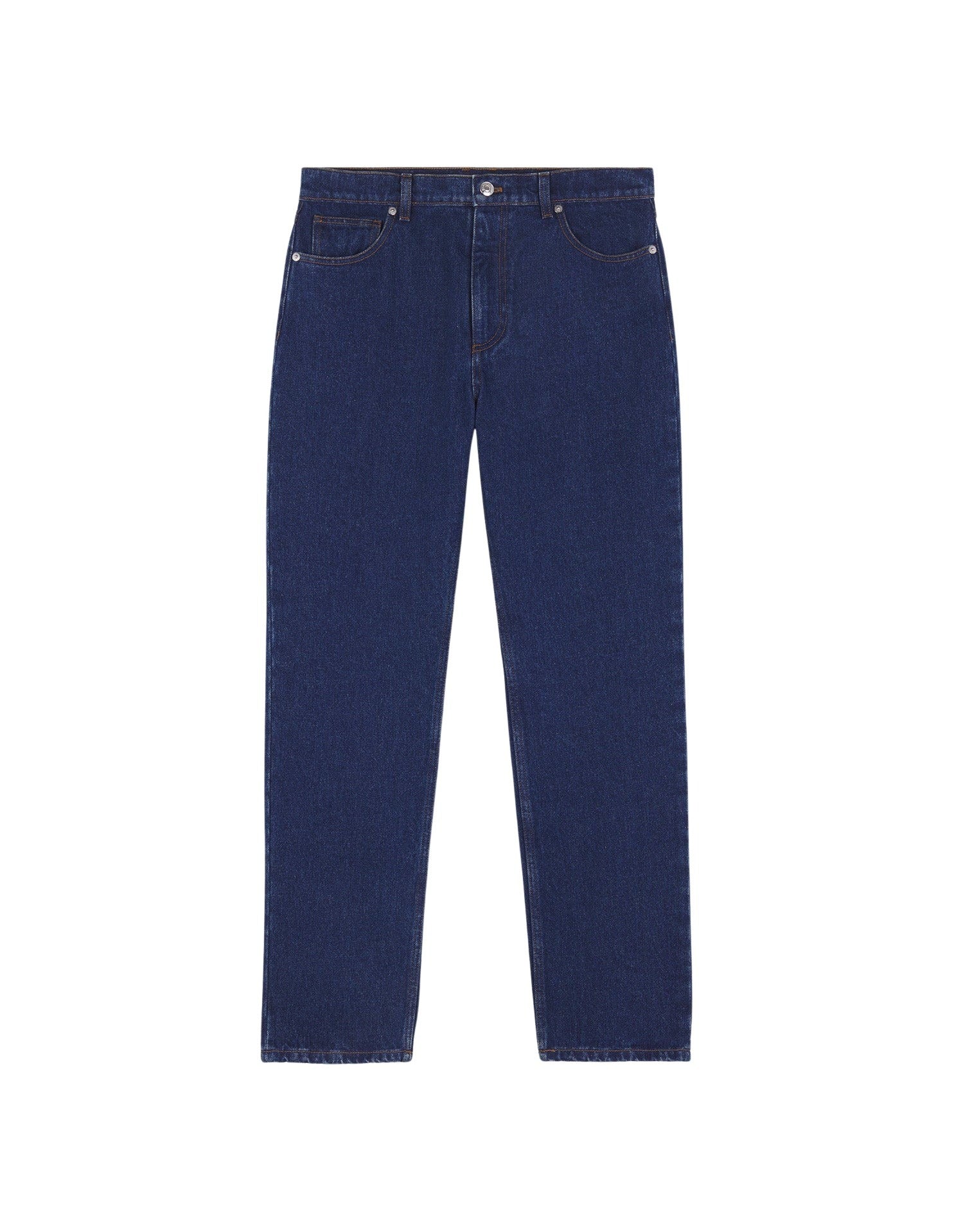 Straight-leg trousers with denim badge - Stone Washed Indigo