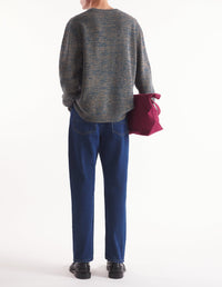 Straight-leg trousers with denim badge - Stone Washed Indigo