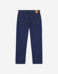 Straight-leg trousers with denim badge - Stone Washed Indigo