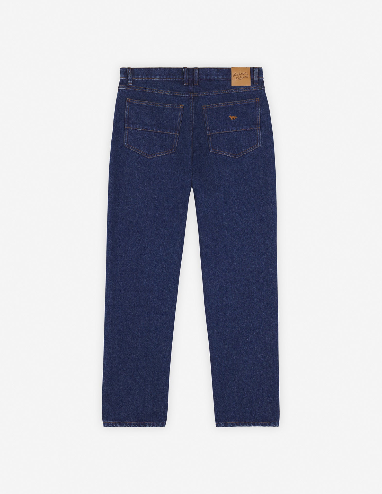 Straight-leg trousers with denim badge - Stone Washed Indigo