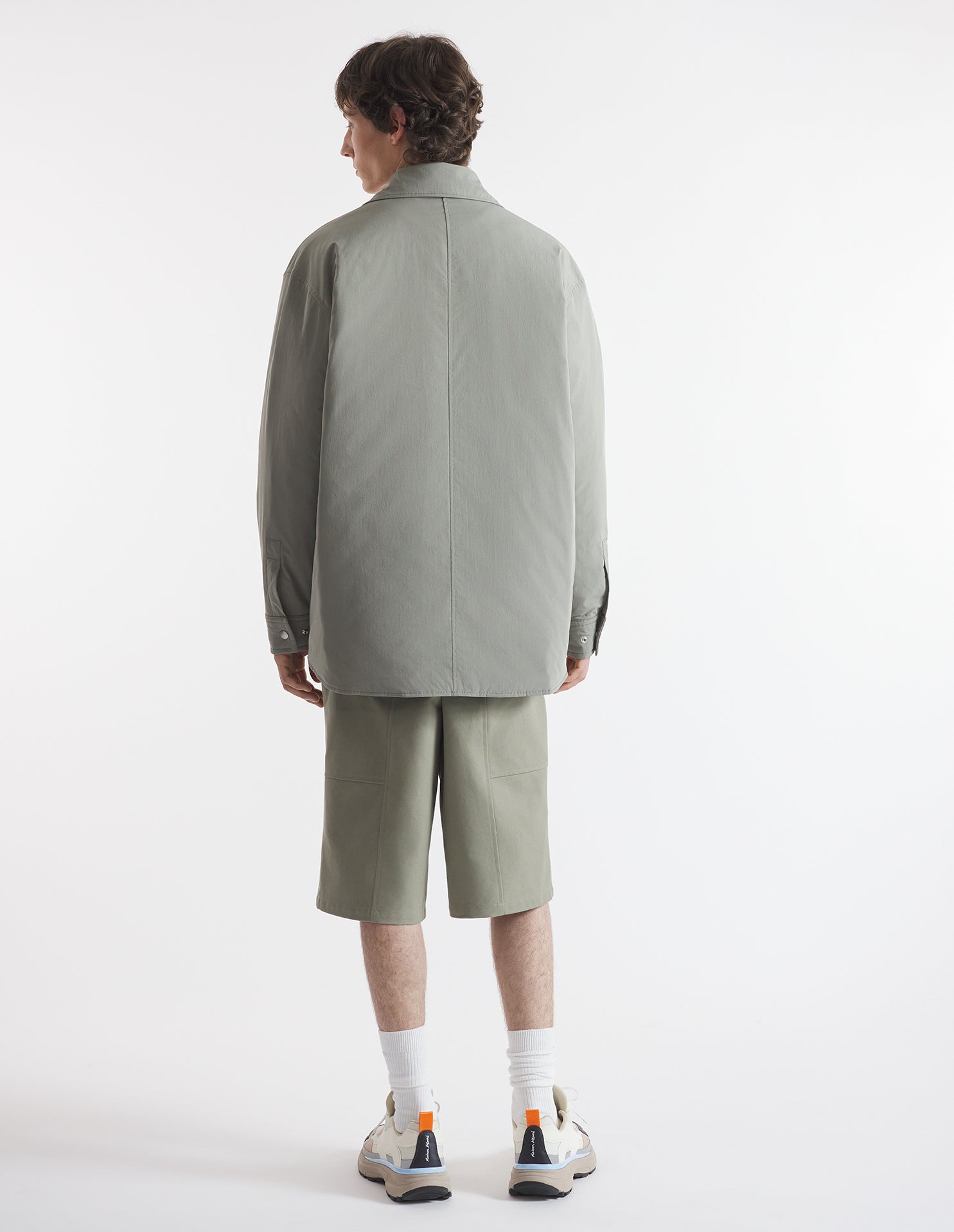 Bold Fox Head overshirt with quilted pockets - Pebble