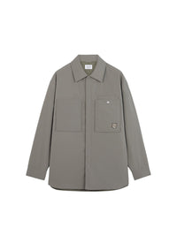 Bold Fox Head overshirt with quilted pockets - Pebble