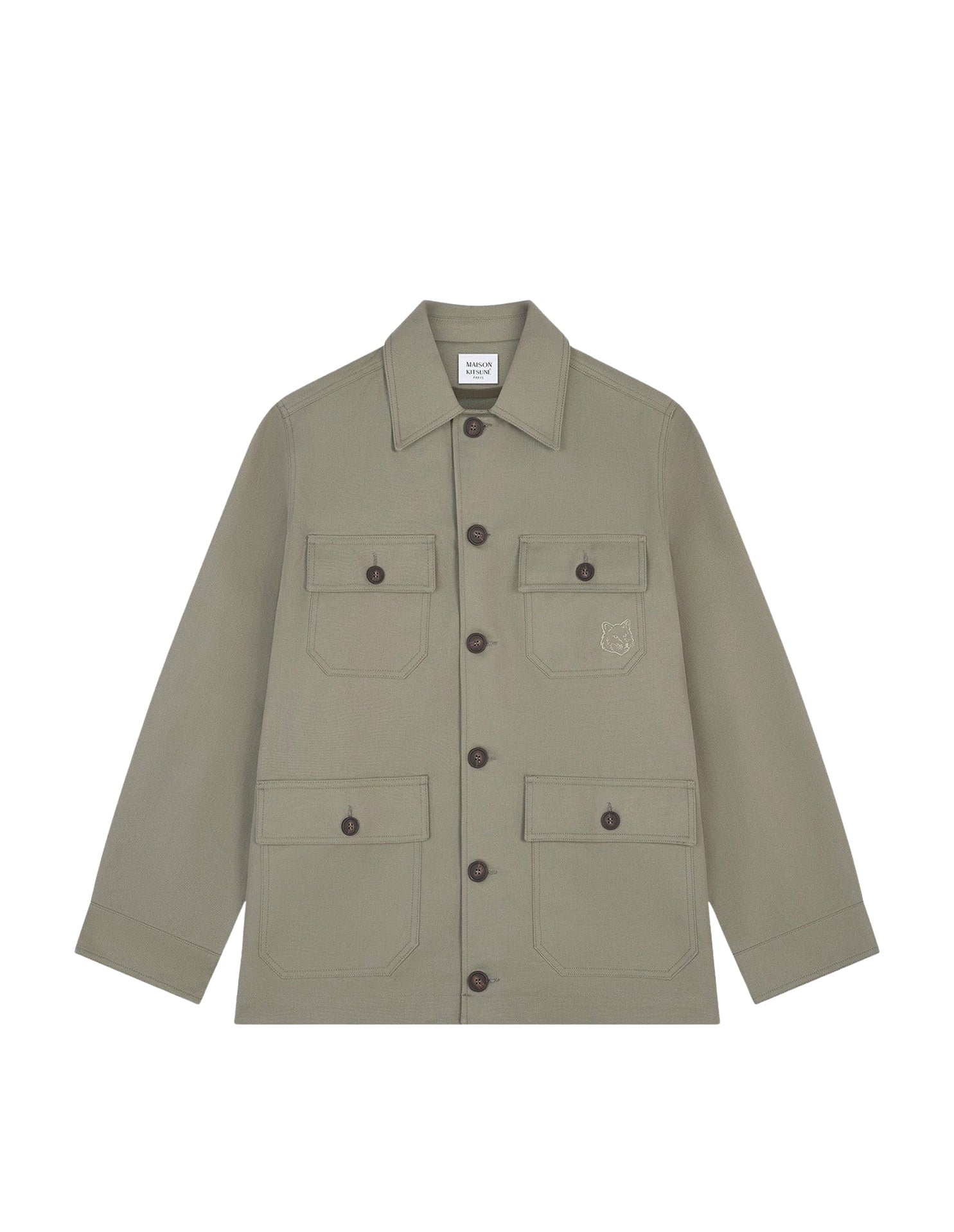 Button-front jacket with pockets - Pebble