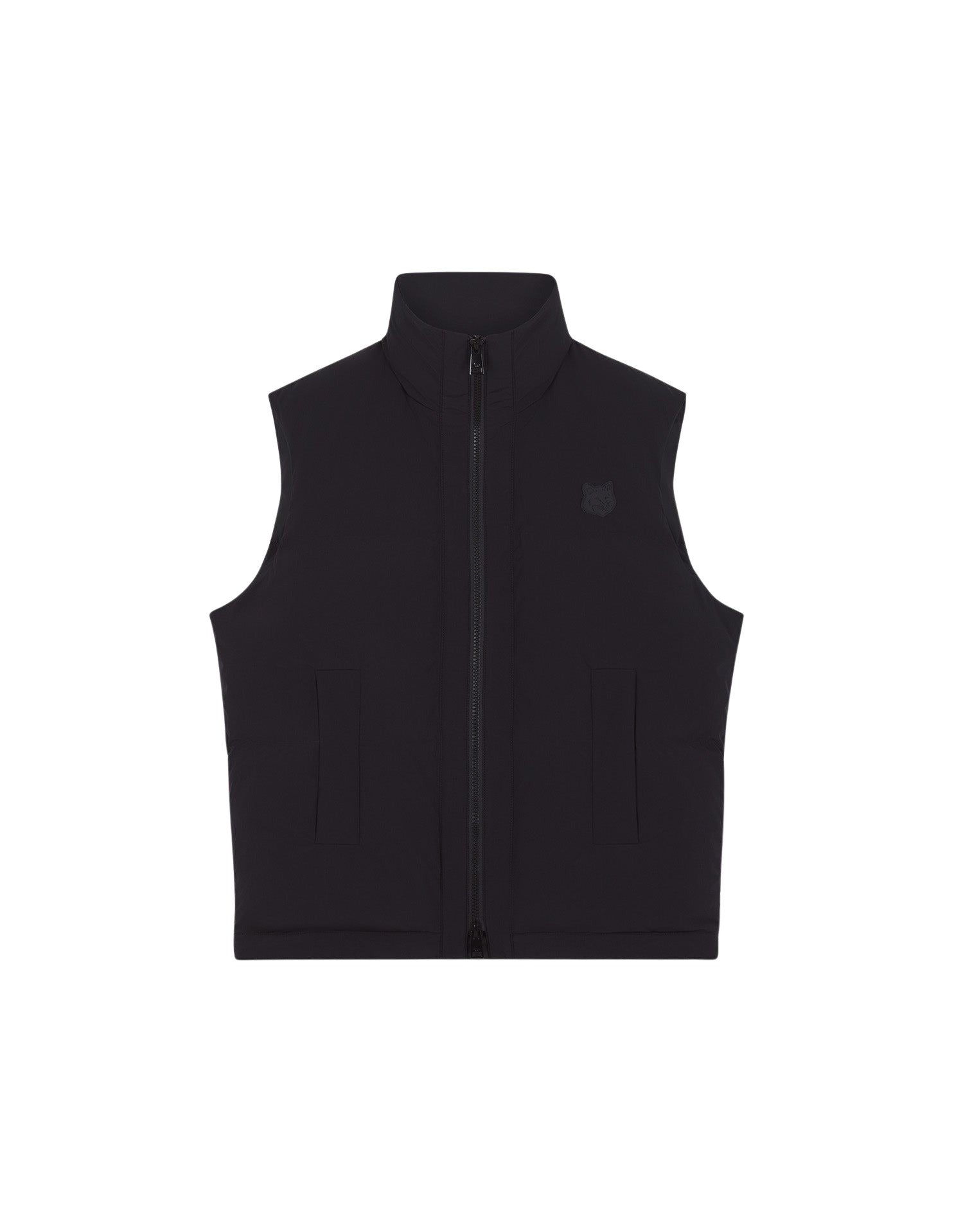 Sleeveless padded jacket with crest - Black