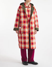 Quilted hooded coat with embroidery - Military Green