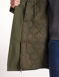 Parka with removable hood and embroidery - Military Green