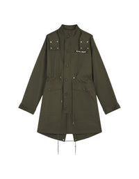 Parka with removable hood and embroidery - Military Green