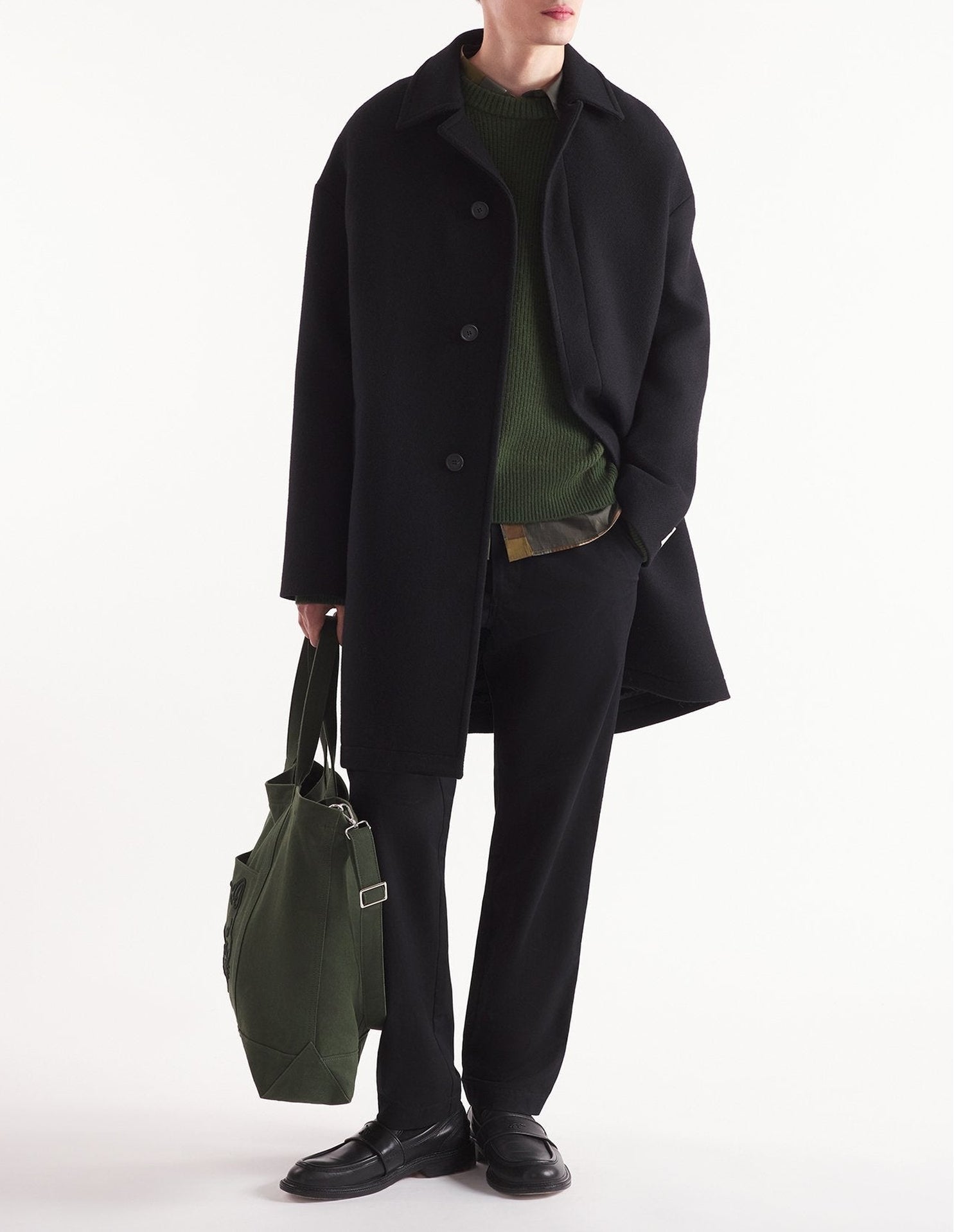 Coat with wool patch - Black