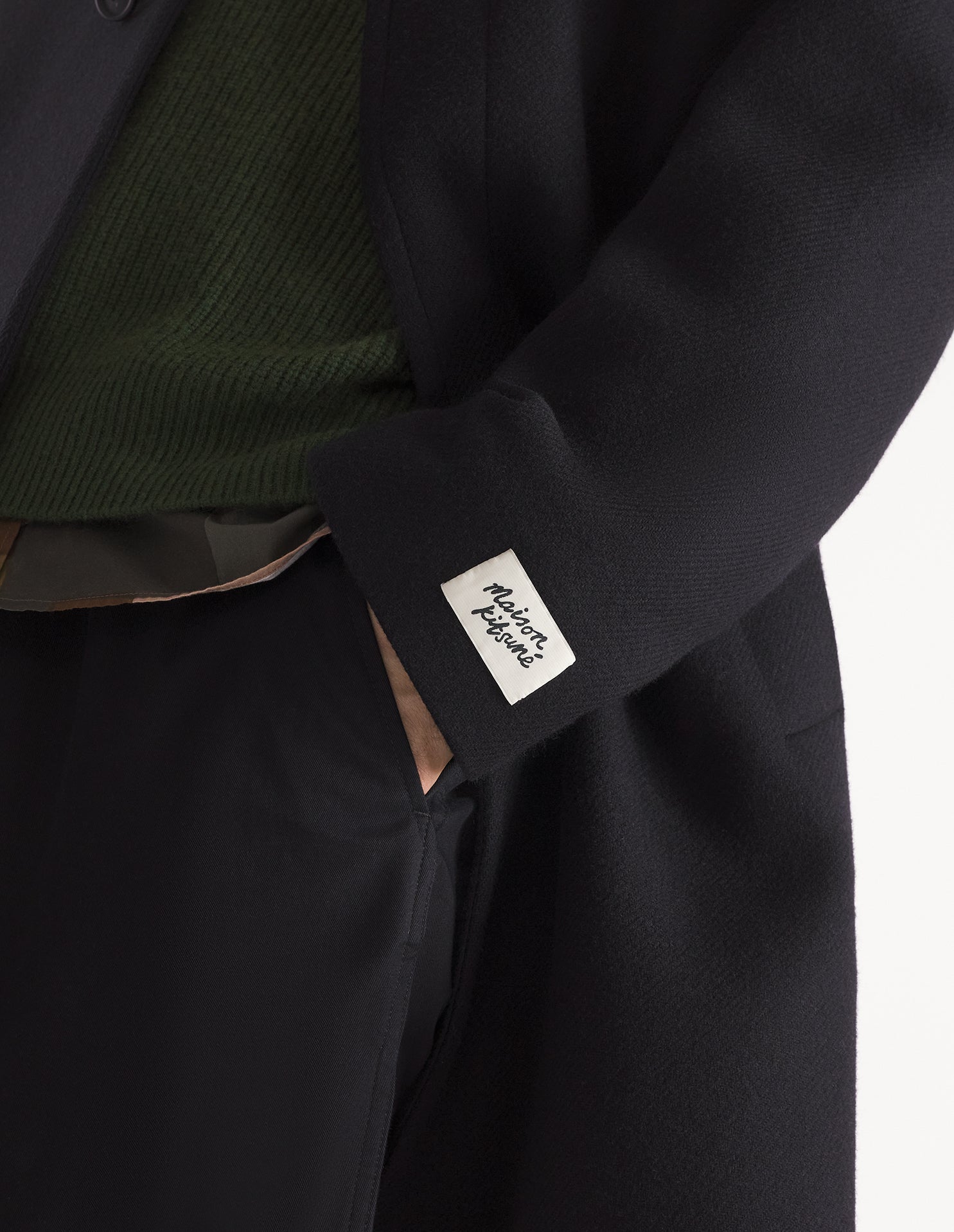 Coat with wool patch - Black
