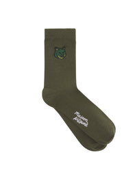 Bold Fox Head jacquard socks - Ranger Green