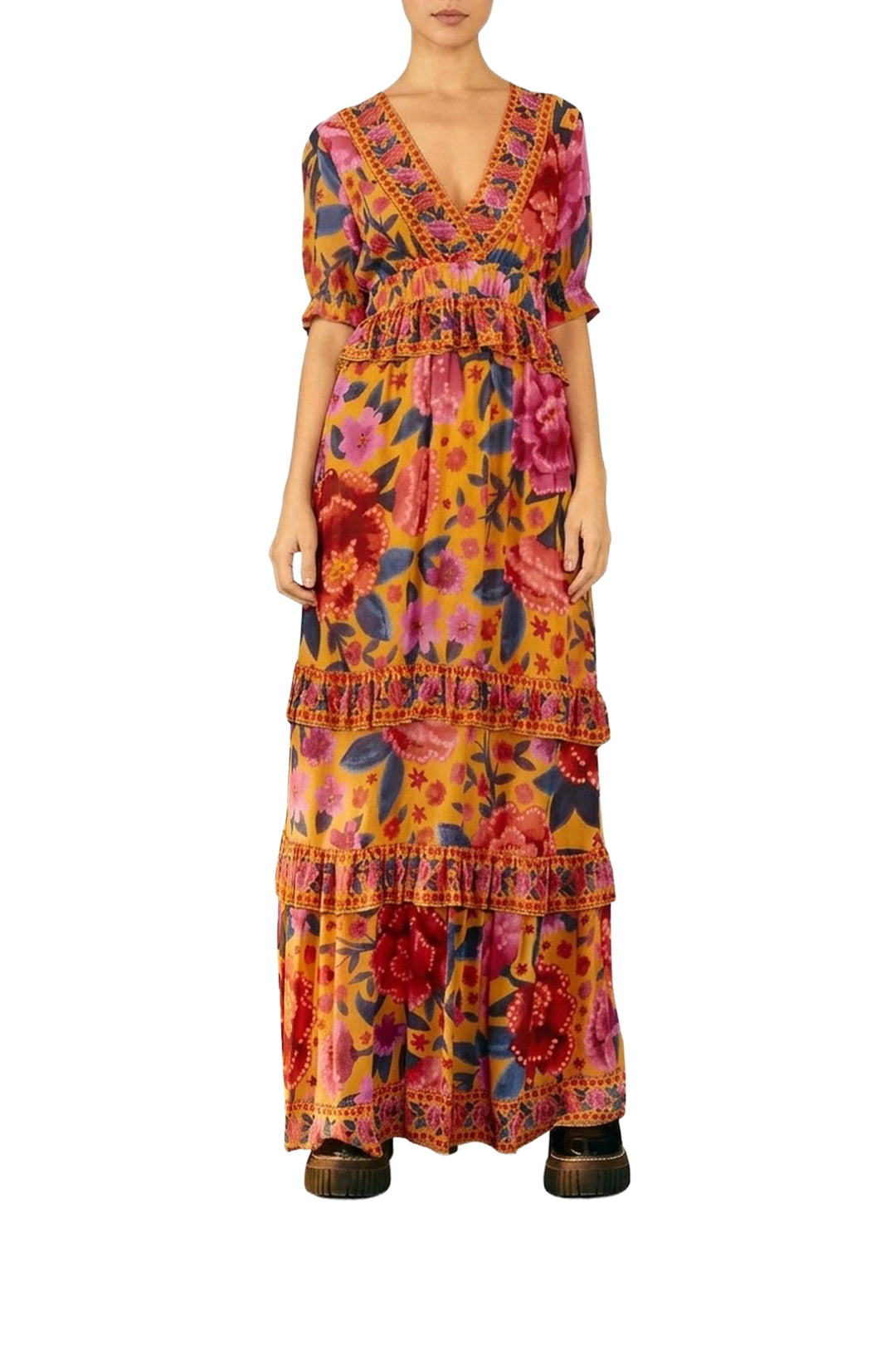 Robe longue Floral Dream - Jaune