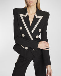 Embroidered wool jacket - Black & Silver