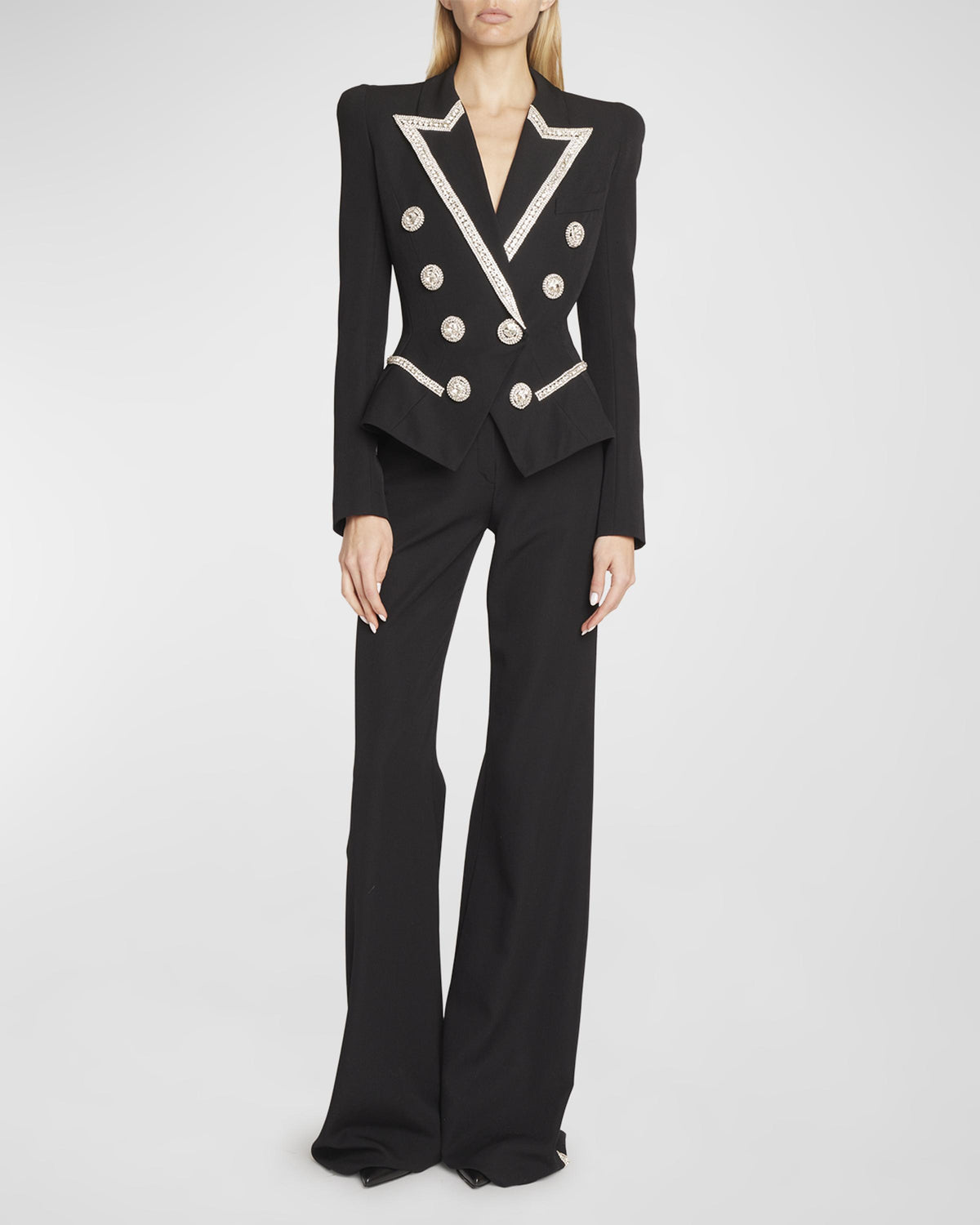Embroidered wool jacket - Black & Silver