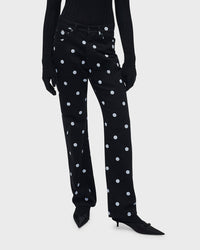 Jean droits à motifs à pois - Black & White