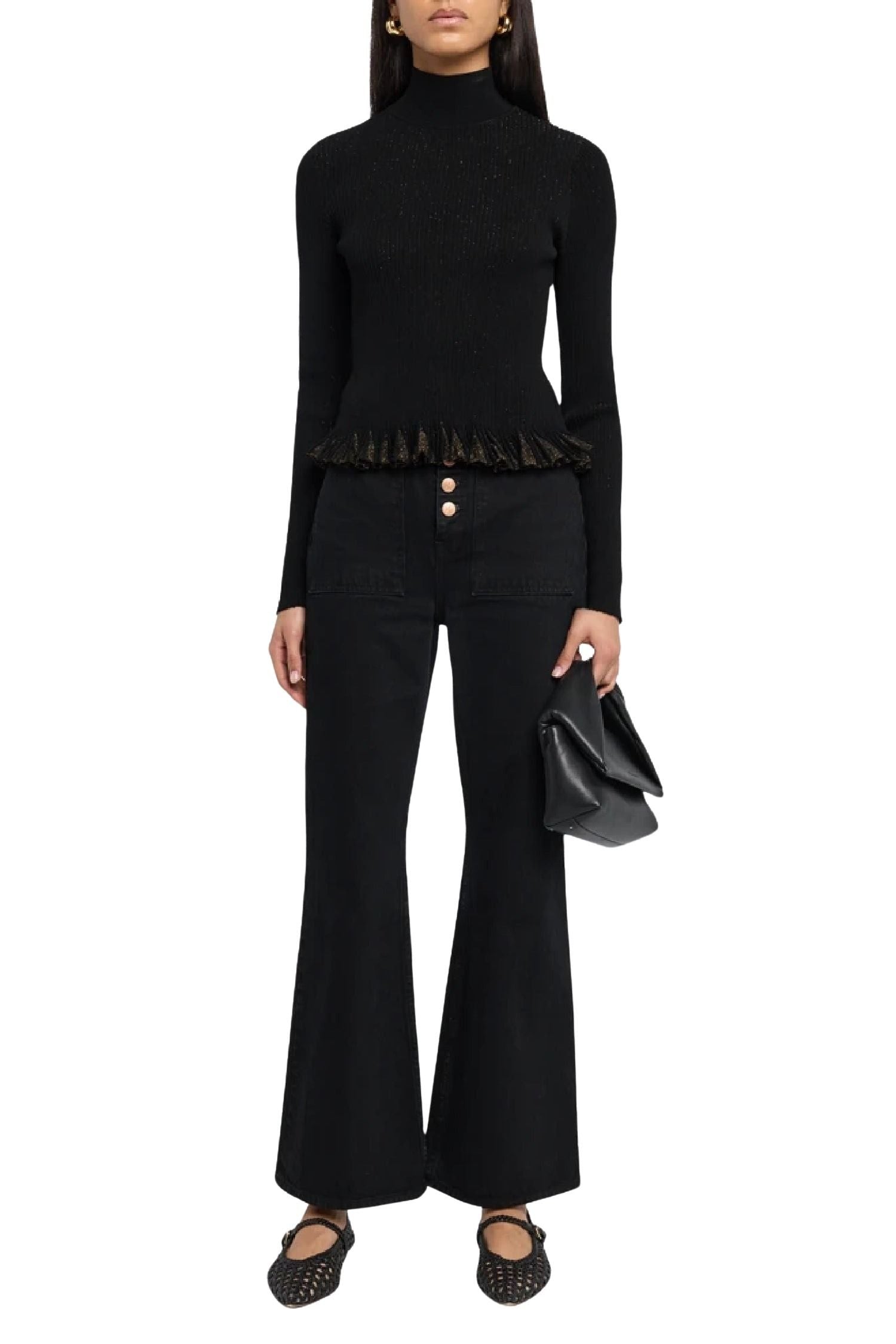 Yulia Ruffle Turtleneck Top