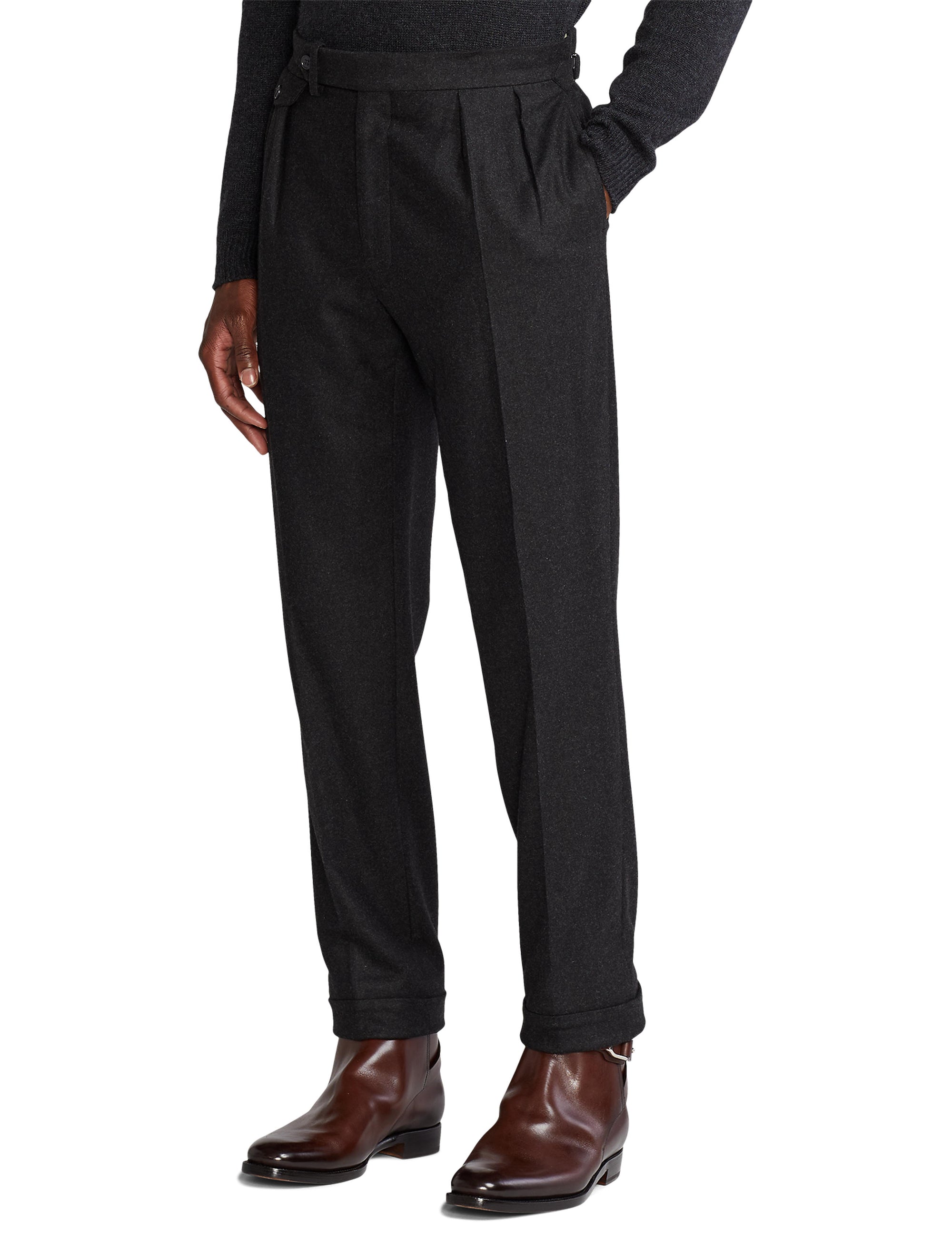 Gregory wool flannel trousers - Charcoal