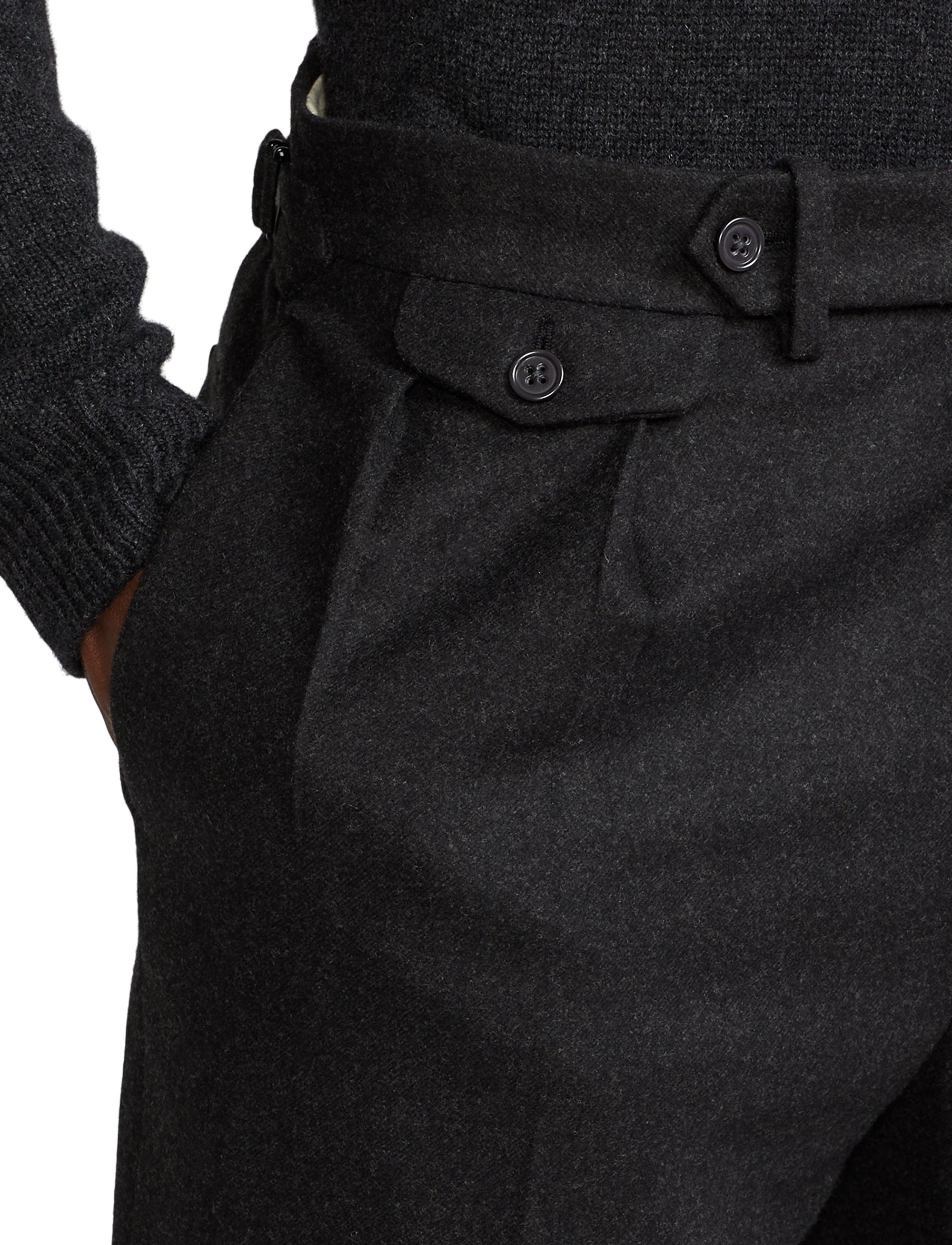 Gregory wool flannel trousers - Charcoal