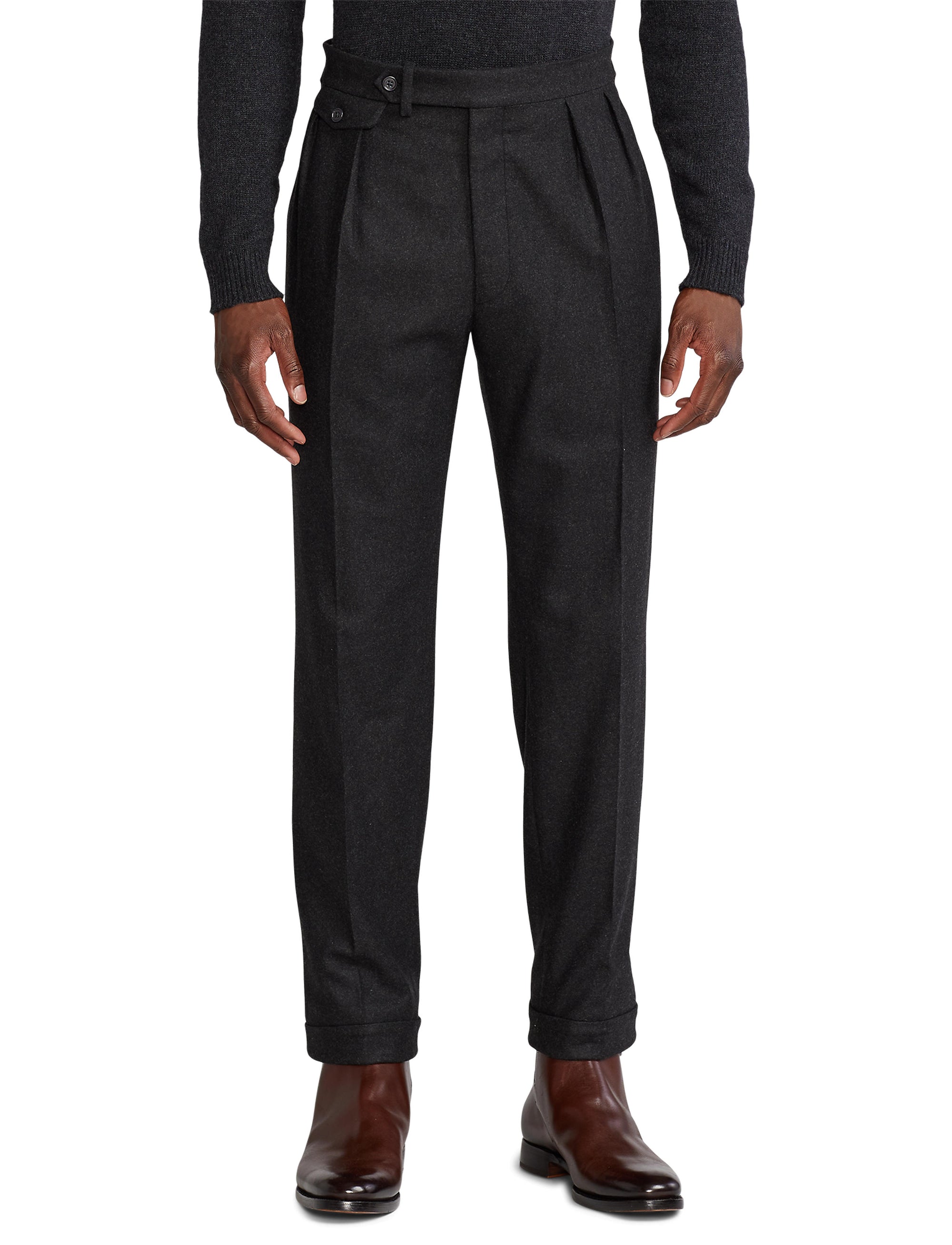 Gregory wool flannel trousers - Charcoal