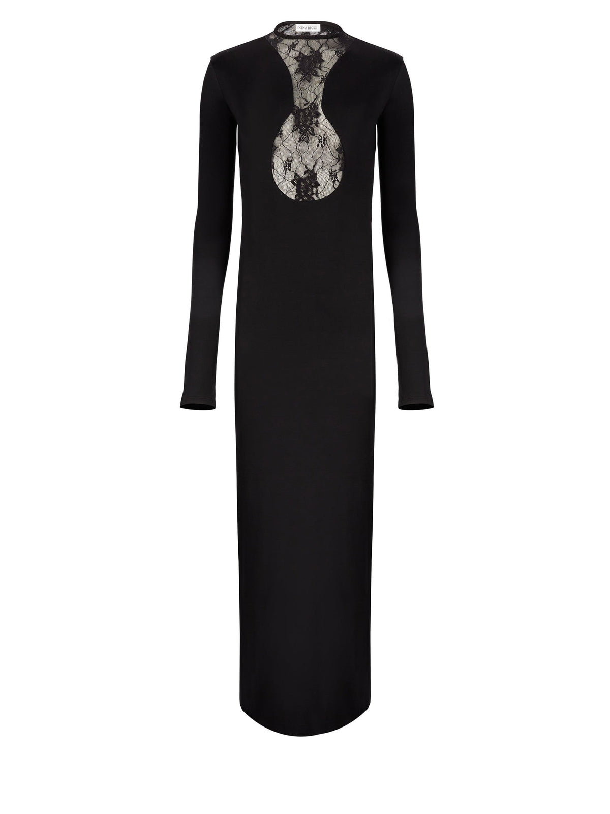 ROBE LONGUE AVEC INSERTS EN DENTELLE - Noir