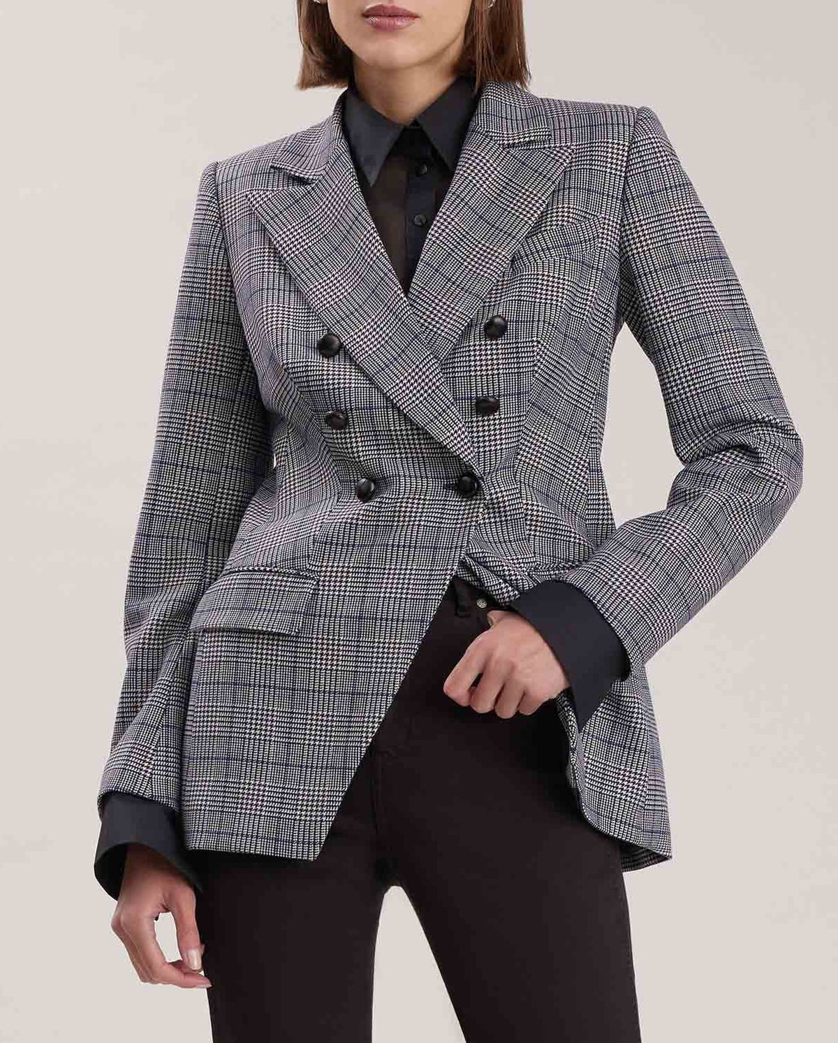 Note double-breasted jacket - Black and white