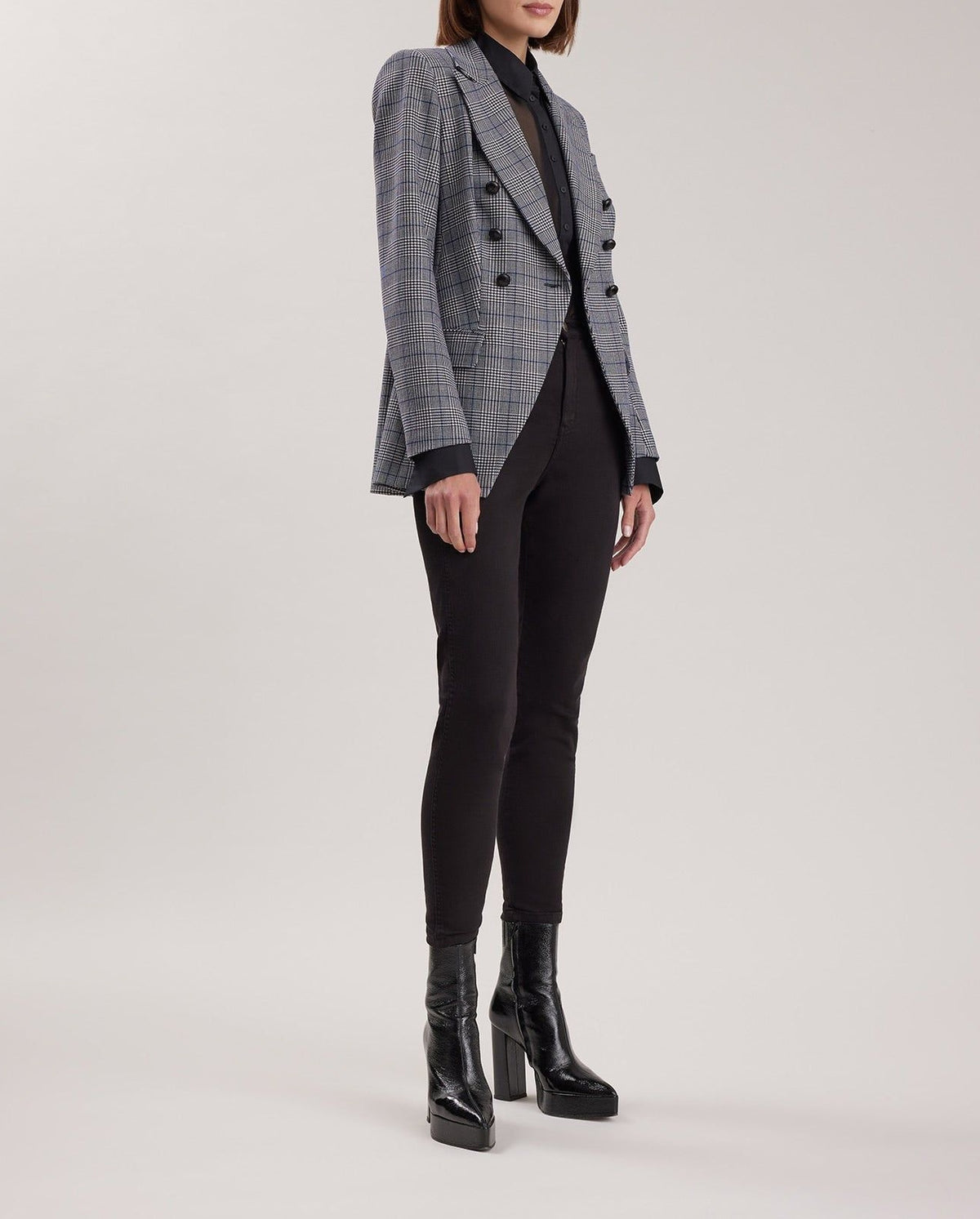 Note double-breasted jacket - Black and white