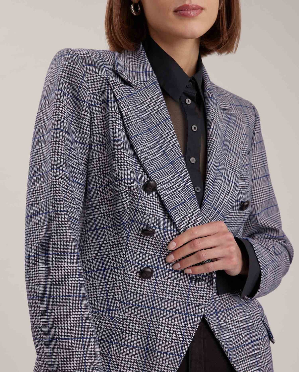 Note double-breasted jacket - Black and white