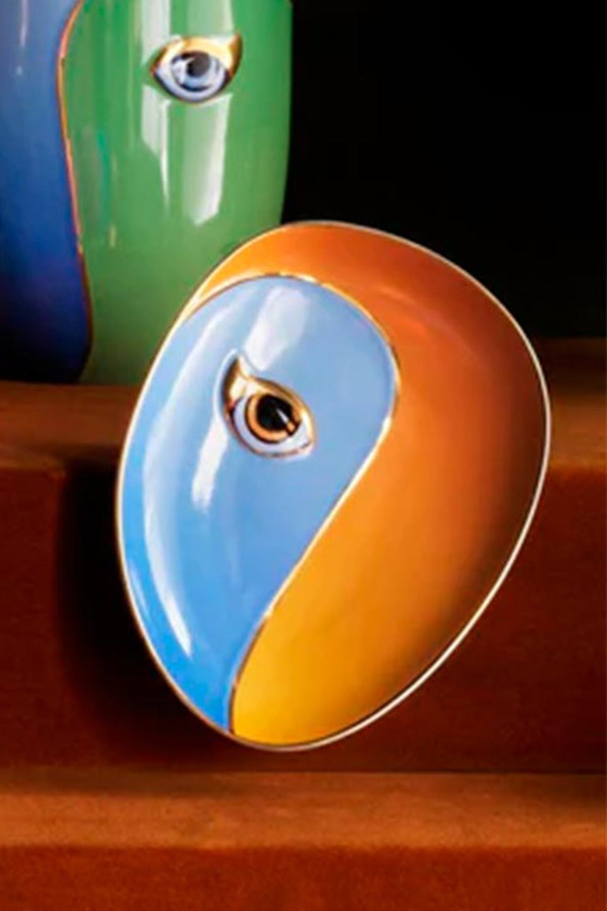 Vide-poche Lito en porcelaine - Blue & Orange