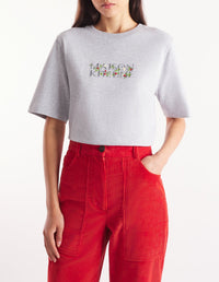 T-shirt avec broderie - Light Grey Melange