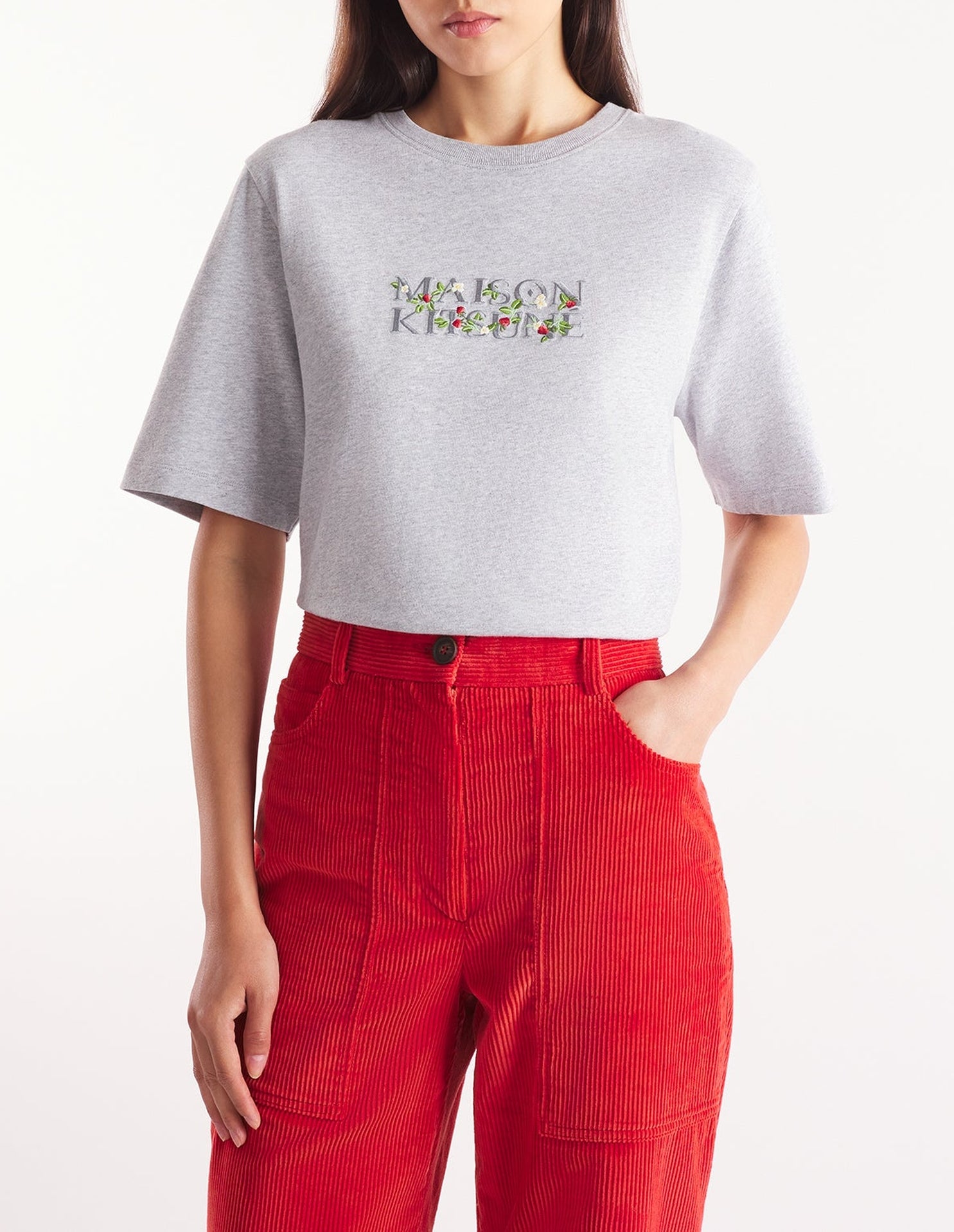 T-shirt avec broderie - Light Grey Melange