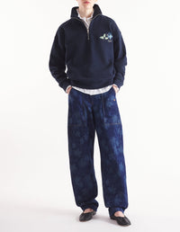 Sweatshirt à col camionneur avec broderie - Navy