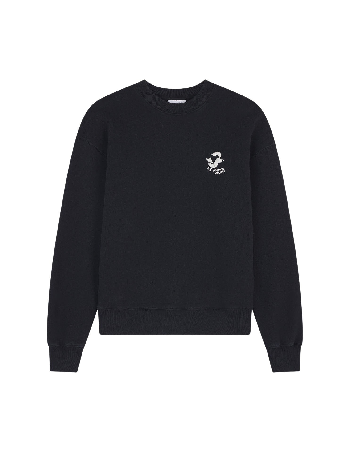 Sweatshirt à col rond avec broderie à l'avant - Black