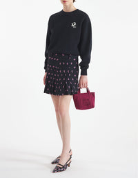 Sweatshirt à col rond avec broderie à l'avant - Black