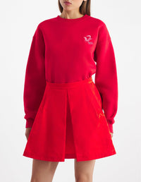 Sweatshirt à col rond avec broderie à l'avant - Autumn Red
