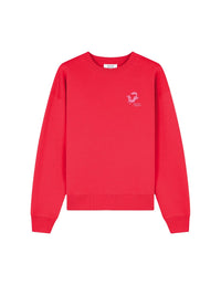 Sweatshirt à col rond avec broderie à l'avant - Autumn Red