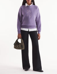Sweatshirt à col rond avec broderie à l'avant - Aster