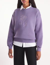 Sweatshirt à col rond avec broderie à l'avant - Aster